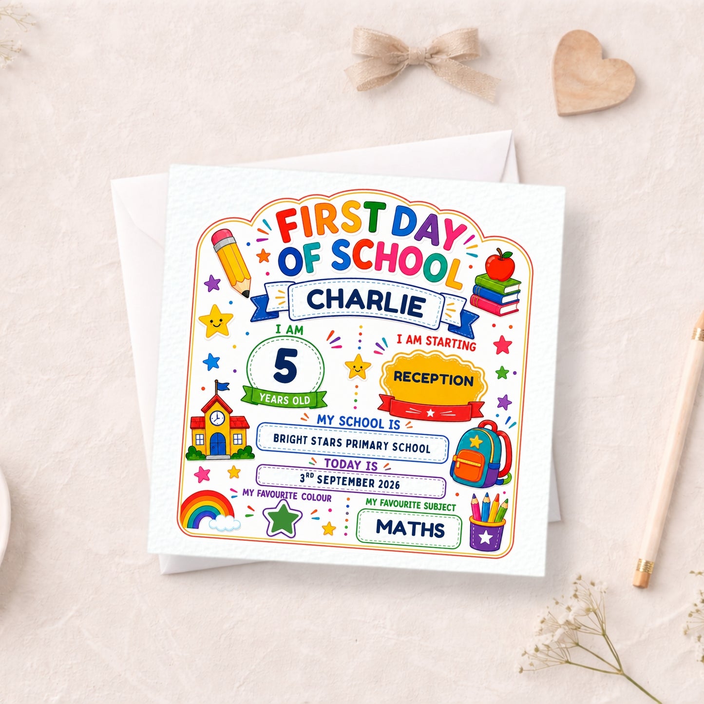 Personalised First Day of School Card