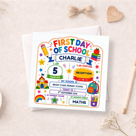 Personalised First Day of School Card