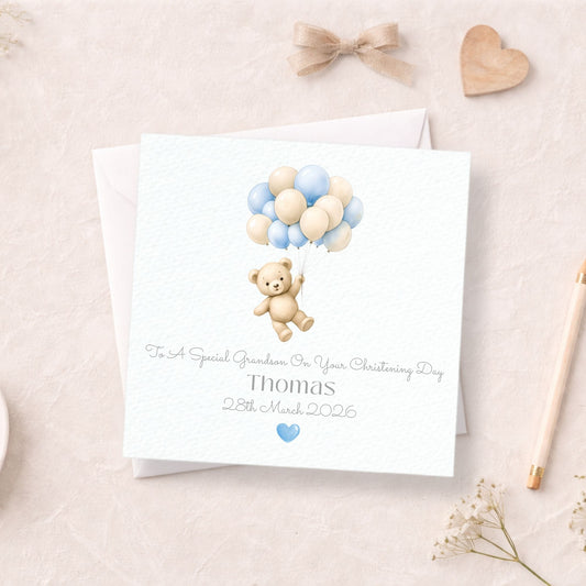 Personalised Blue Christening or Baptism Card