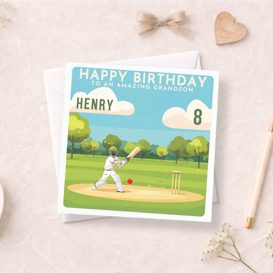 Personalised Cricket Birthday Card - Cricket Player Birthday Card