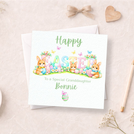 Personalised Easter Bunny Card - Happy Easter Card with Name