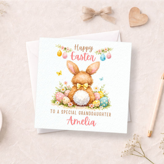 Personalised Easter Card - Bunny & Easter Eggs