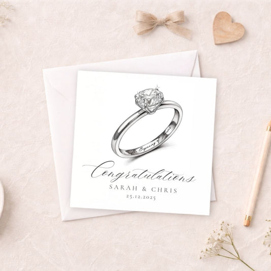 Personalised Engagement Card - Congratulations Engagement Ring Card