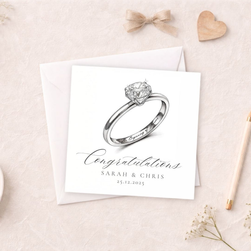 Personalised Engagement Card | Congratulations Engagement Ring ...