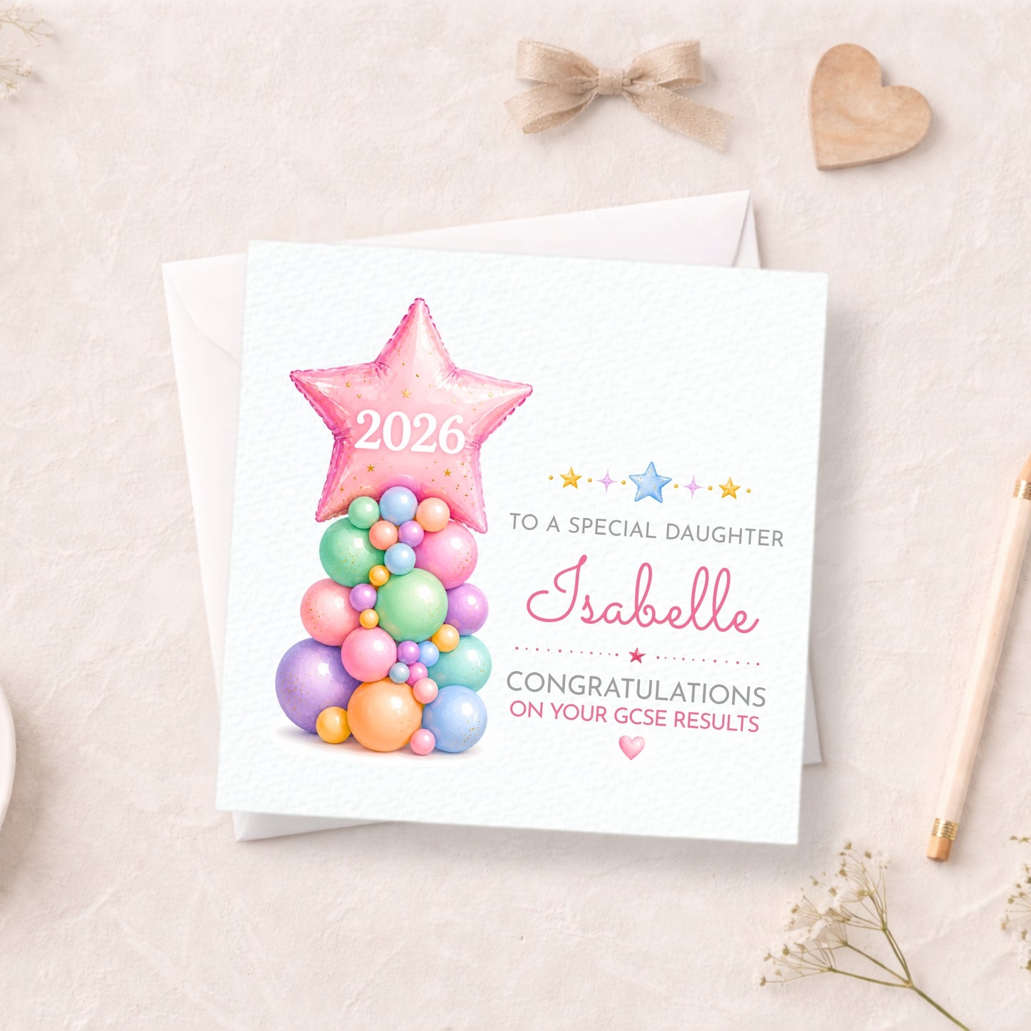 Personalised Exam Results Congratulations Card Pink