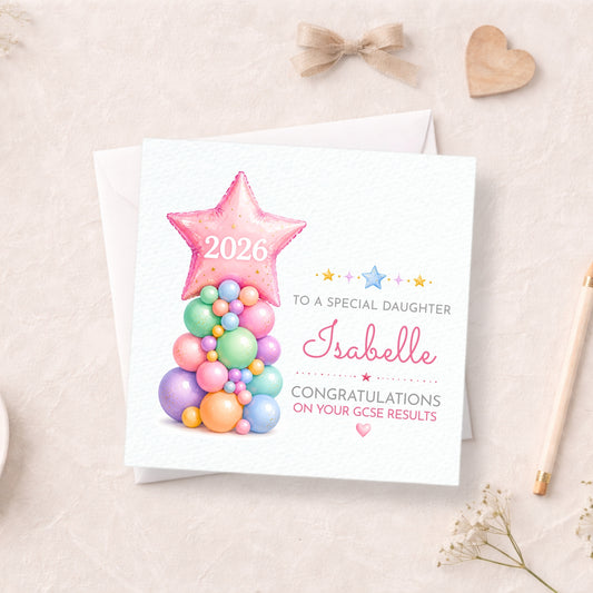 Personalised Exam Results Congratulations Card Pink