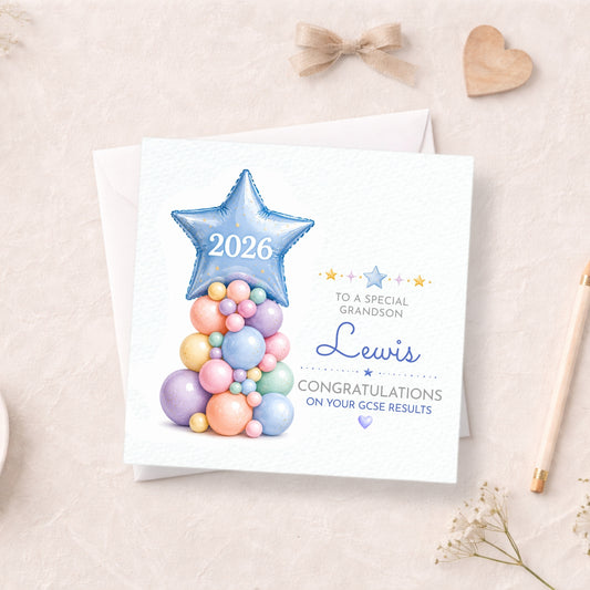 Personalised Exam Results Congratulations Card Blue