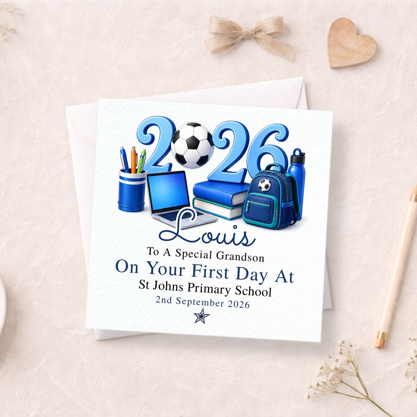 Boys First Day at School Card 2026