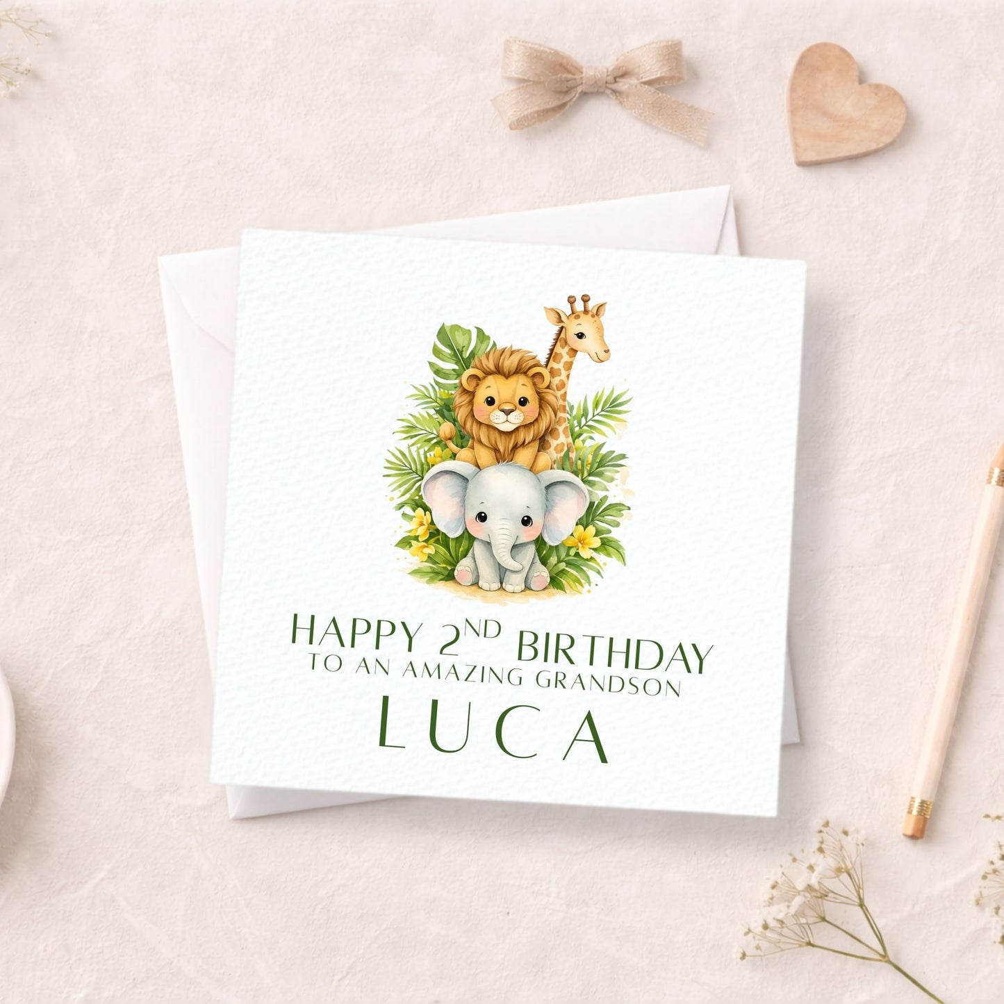 Personalised Safari Birthday Card for Children, Any Age & Any Relation