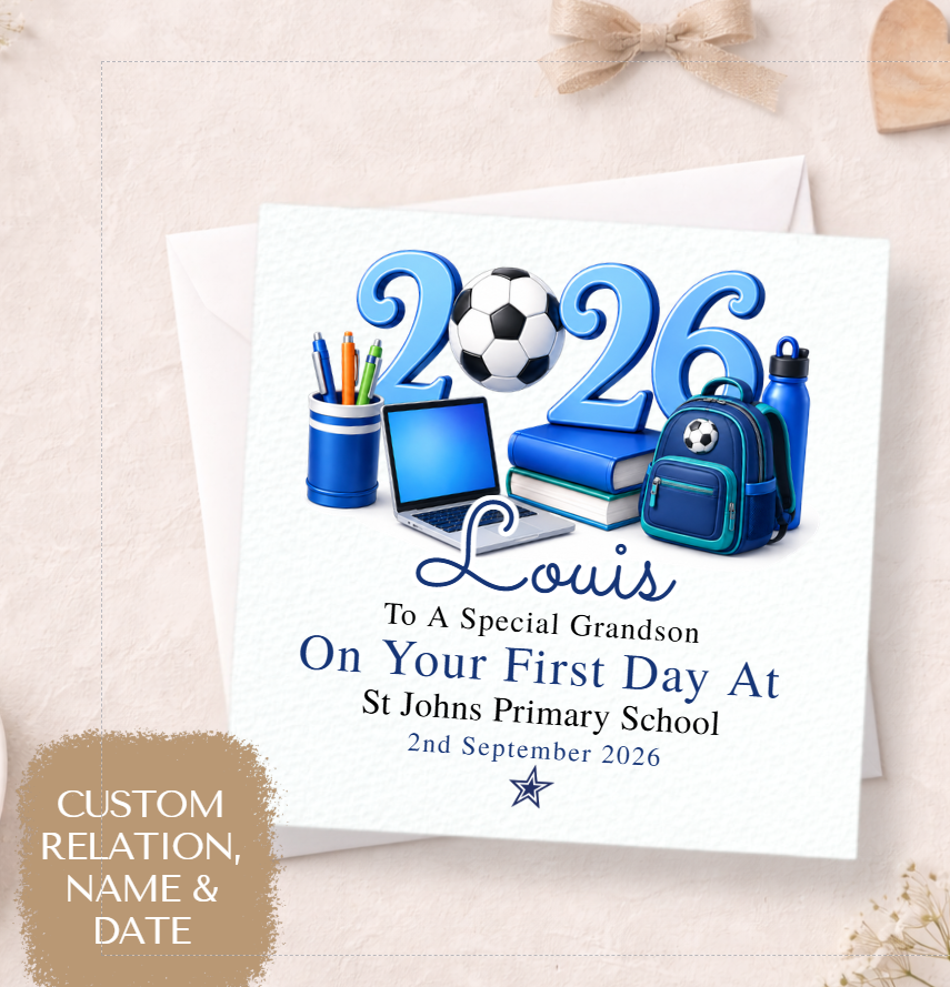 Boys First Day at School Card 2026