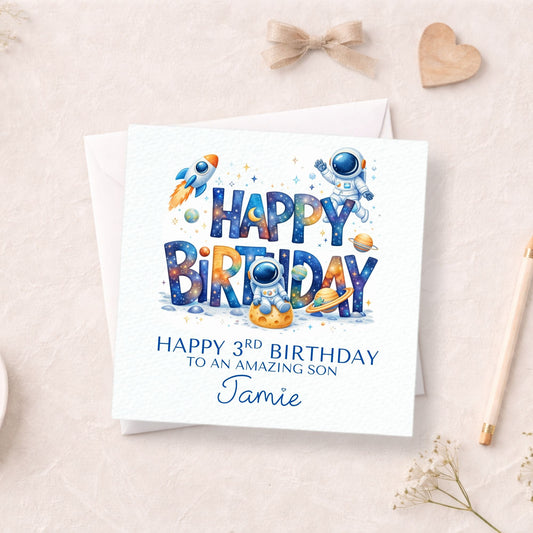 Personalised Space Birthday Card
