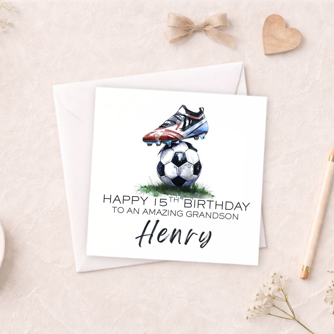 Personalised Football Birthday Card - Any Age & Any Relation - Claret & Blue
