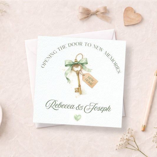 Personalised New Home Card, House Key Design, New Home Congratulations Card