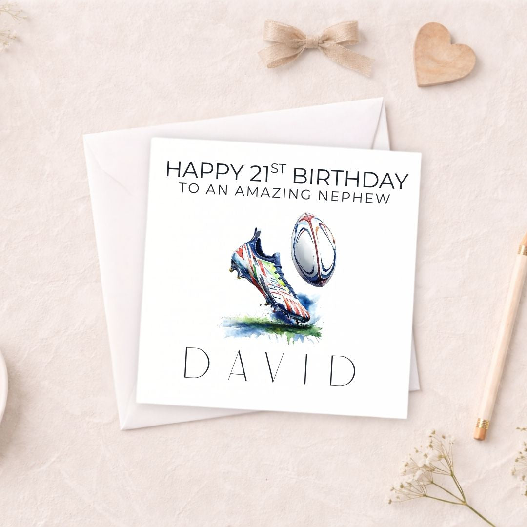 Personalised Rugby Birthday Card - Any Age & Any Relation