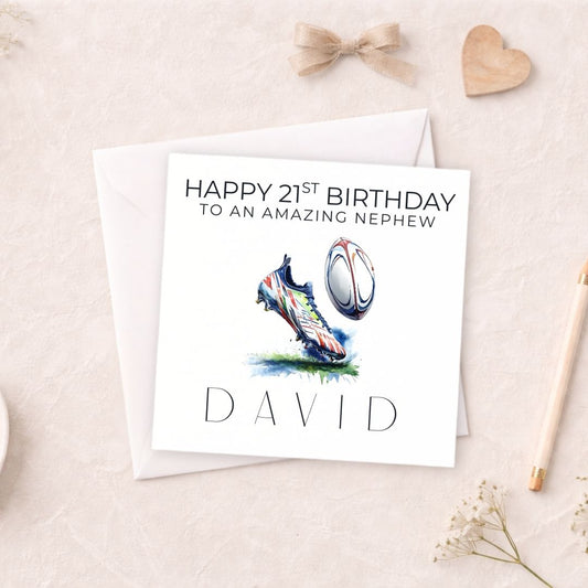 Personalised Rugby Birthday Card - Any Age & Any Relation